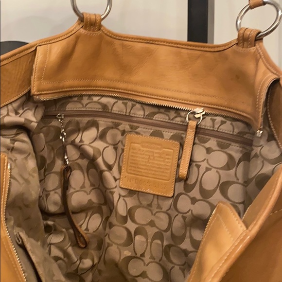 Coach, boho, leather, large zippered tote! - Picture 7 of 15